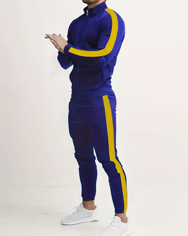 Kervian | Men's Tracksuit Set Slim Fit Zip Jacket Striped Sport