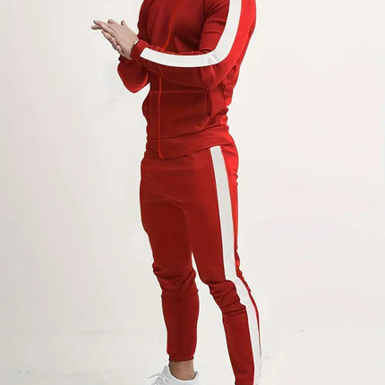 Kervian | Men's Tracksuit Set Slim Fit Zip Jacket Striped Sport