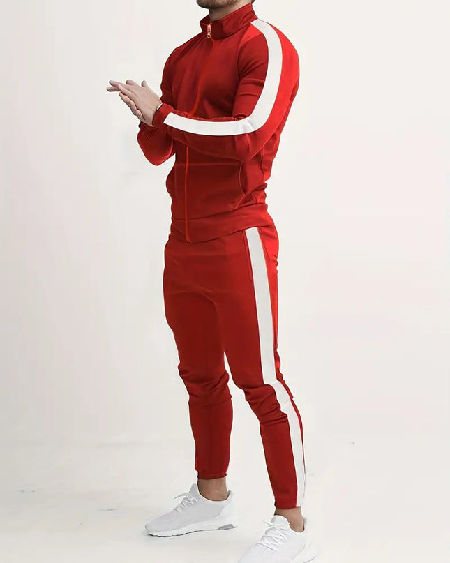 Kervian | Men's Tracksuit Set Slim Fit Zip Jacket Striped Sport