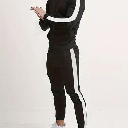 Kervian | Men's Tracksuit Set Slim Fit Zip Jacket Striped Sport