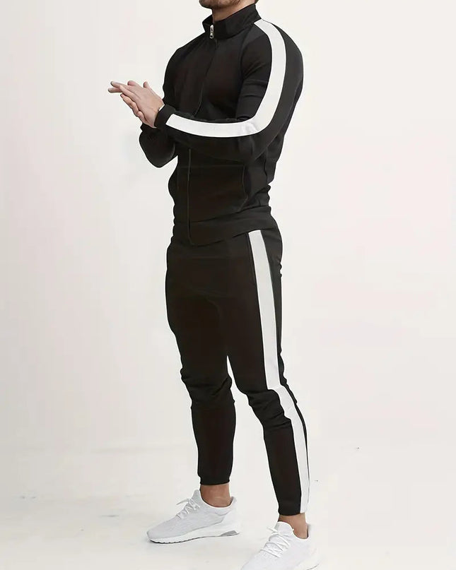 Kervian | Men's Tracksuit Set Slim Fit Zip Jacket Striped Sport