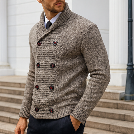 Langford | Men's Double-Breasted Shawl Collar Cardigan