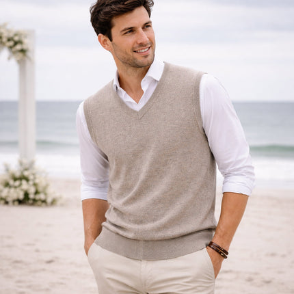 Leander | Men's V-Neck Knit Sweater Vest