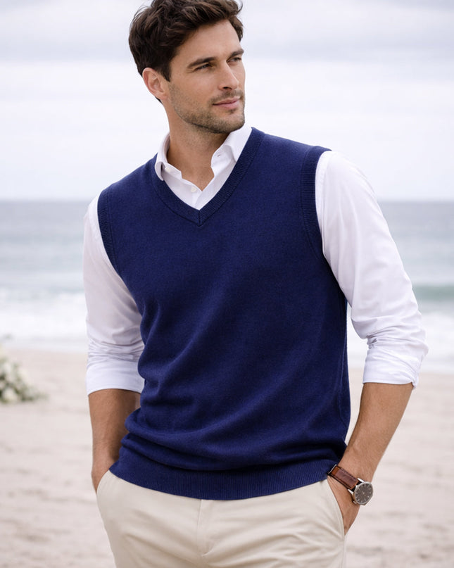 Leander | Men's V-Neck Knit Sweater Vest