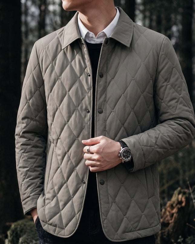 Leander | Men's Winter Jacket – Quilted Button-Front Design