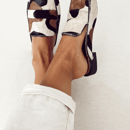 Leila | Pointed Toe Slip-On Loafers with Printed Finish