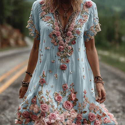 Leni | V-Neck Floral Boho Dress
