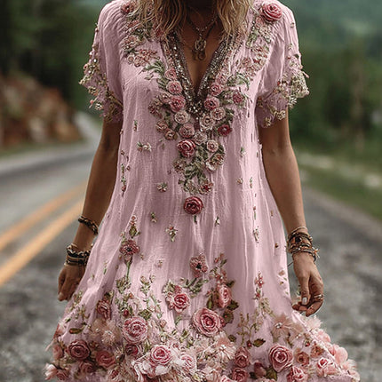 Leni | V-Neck Floral Boho Dress
