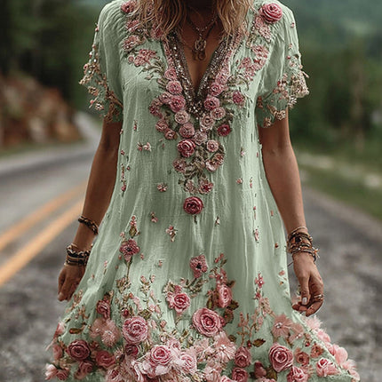Leni | V-Neck Floral Boho Dress