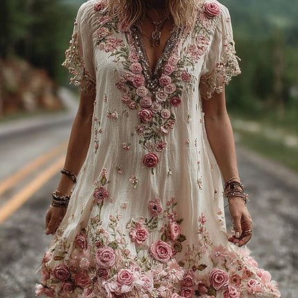 Leni | V-Neck Floral Boho Dress