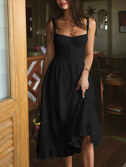 Lila | Smocked Spaghetti Strap Midi Summer Dress