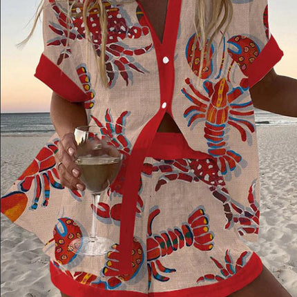 Lily | Coastal Print Button-Front Shorts Set