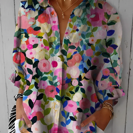Linda | Floral Print Button Front Blouse