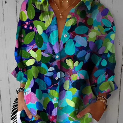 Linda | Floral Print Button Front Blouse
