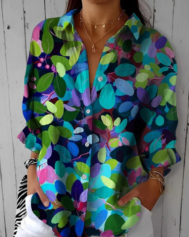 Linda | Floral Print Button Front Blouse