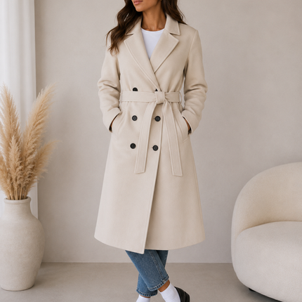 Liora | Women's Trench Coat – Long Double-Breasted Design