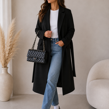 Liora | Women's Trench Coat – Long Double-Breasted Design