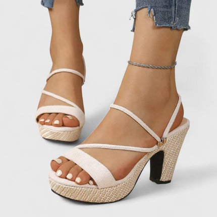 Lorienna | Women's Winter Heels – Strappy Platform Block Heels