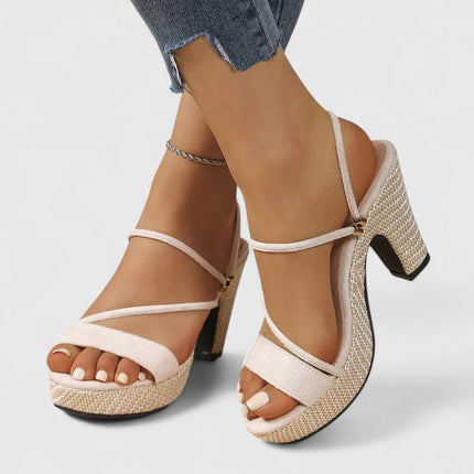 Lorienna | Women's Winter Heels – Strappy Platform Block Heels