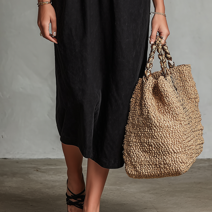 Lucia | Embroidered Square Neck Midi Dress