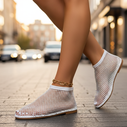 Lucienne | Rhinestone Mesh Ballet Flats