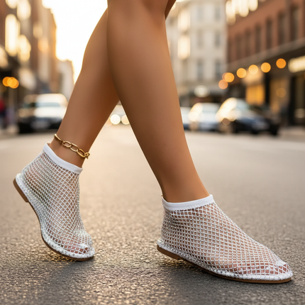 Lucienne | Rhinestone Mesh Ballet Flats