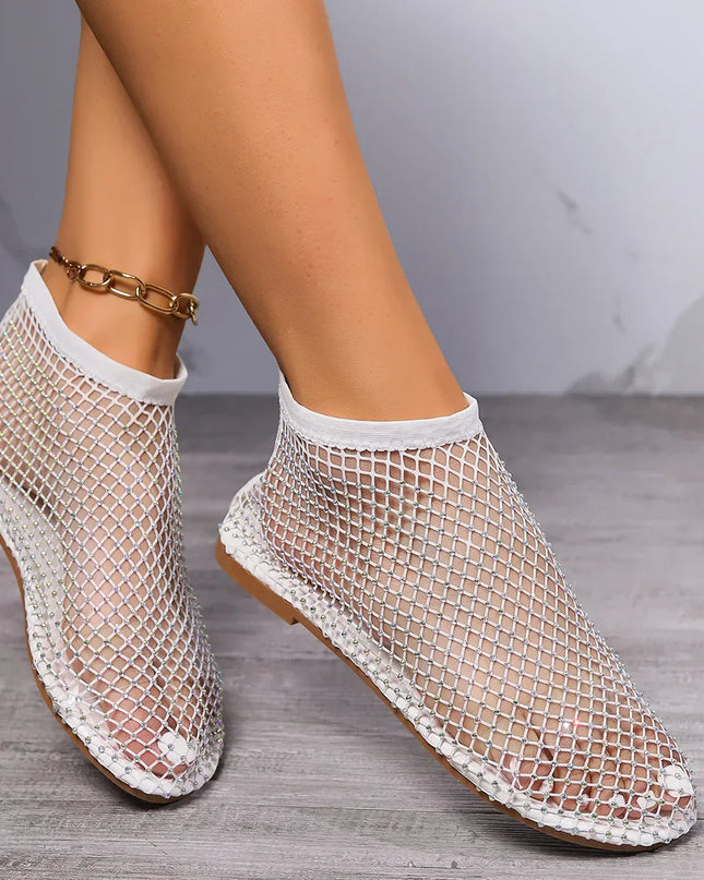 Lucienne | Rhinestone Mesh Ballet Flats