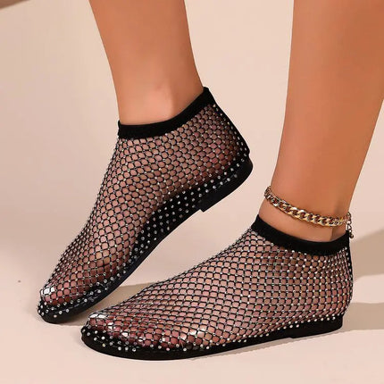 Lucienne | Rhinestone Mesh Ballet Flats