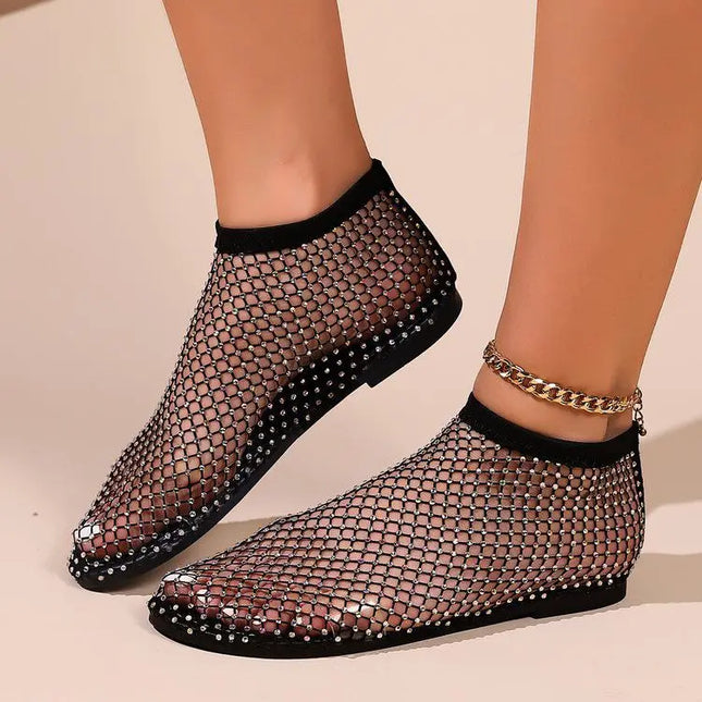 Lucienne | Rhinestone Mesh Ballet Flats