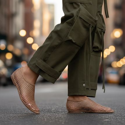 Lucienne | Rhinestone Mesh Ballet Flats