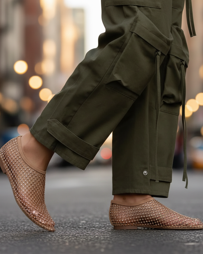 Lucienne | Rhinestone Mesh Ballet Flats