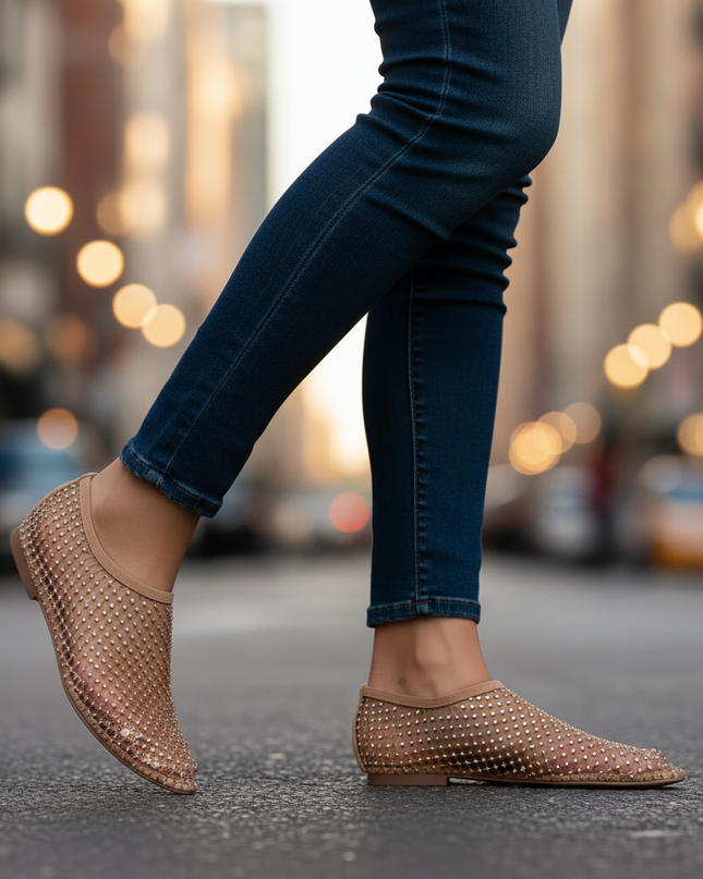 Lucienne | Rhinestone Mesh Ballet Flats