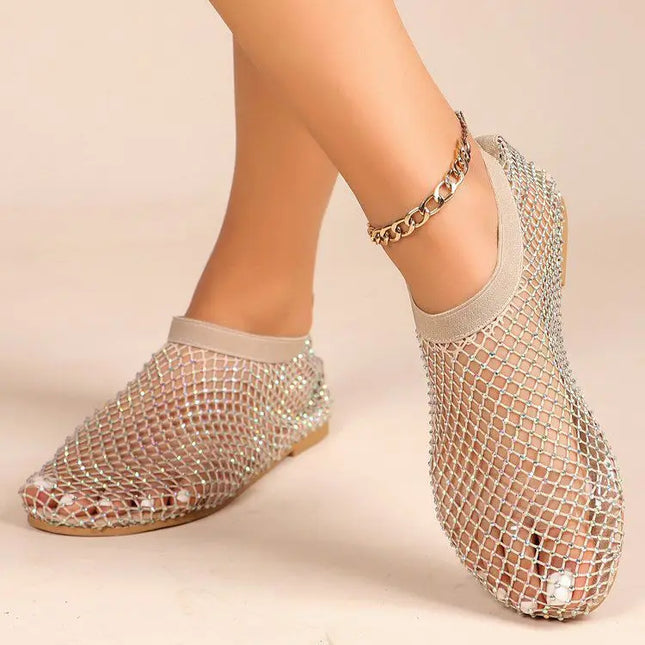 Lucienne | Rhinestone Mesh Ballet Flats