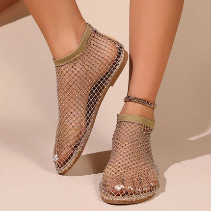 Lucienne | Rhinestone Mesh Ballet Flats