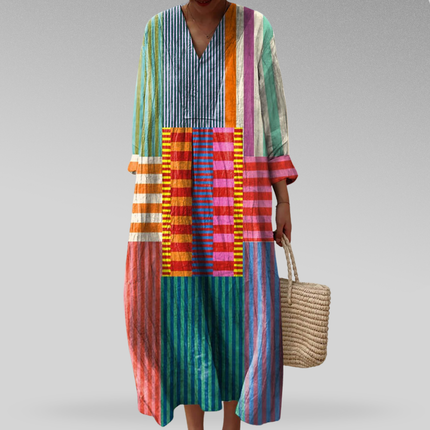 Lysandra | Patchwork Stripe Boho Maxi Dress