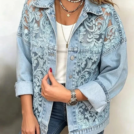 Maëlle | Women's Embroidered Denim Shirt – Oversized Fit