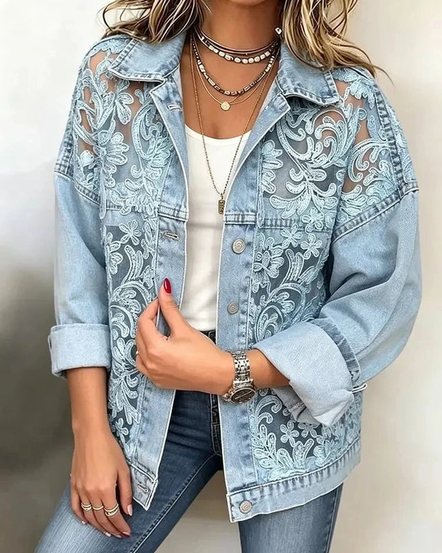 Maëlle | Women's Embroidered Denim Shirt – Oversized Fit