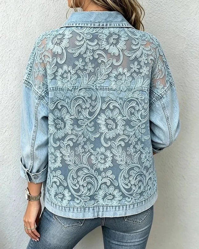 Maëlle | Women's Embroidered Denim Shirt – Oversized Fit