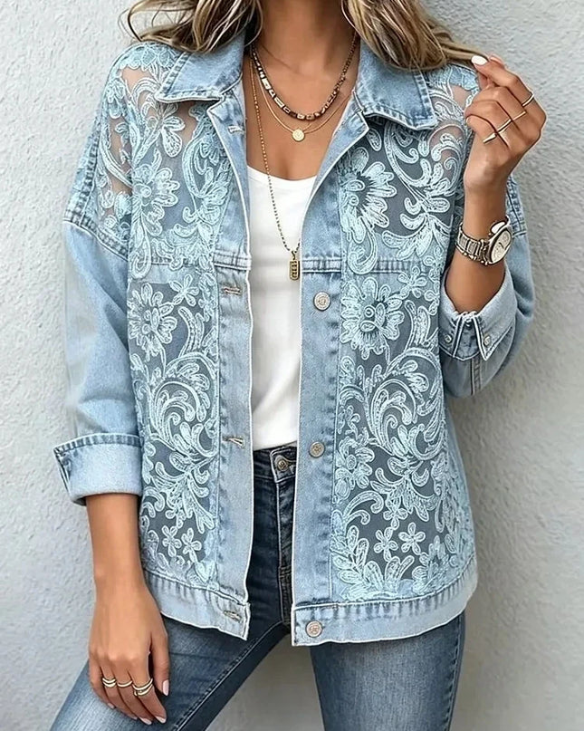 Maëlle | Women's Embroidered Denim Shirt – Oversized Fit