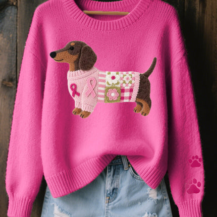 Maëlys | Women's Sweater – Knitted Dachshund Motif