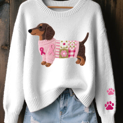 Maëlys | Women's Sweater – Knitted Dachshund Motif