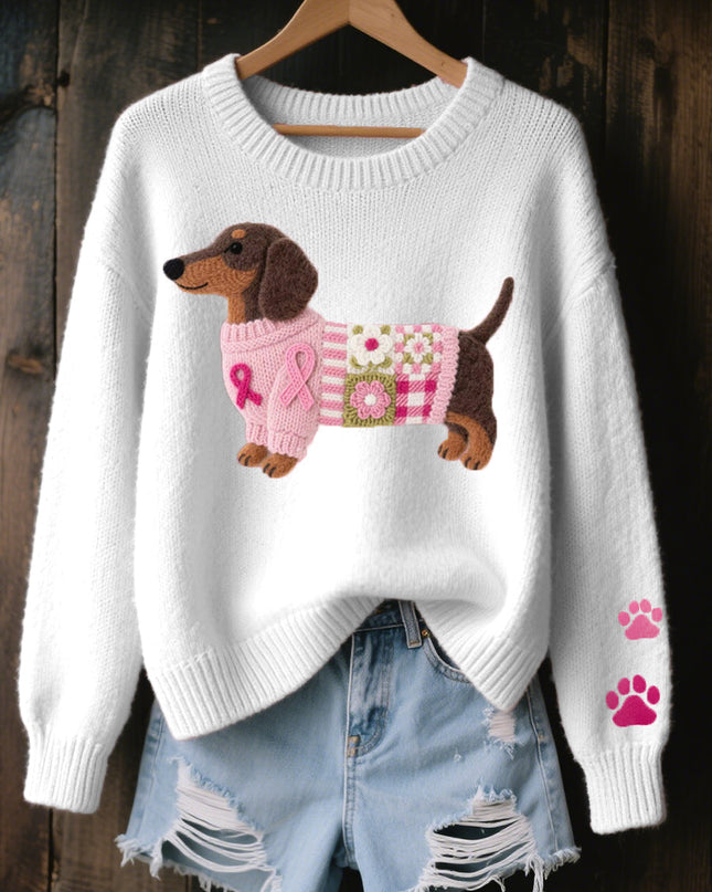 Maëlys | Women's Sweater – Knitted Dachshund Motif