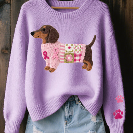 Maëlys | Women's Sweater – Knitted Dachshund Motif