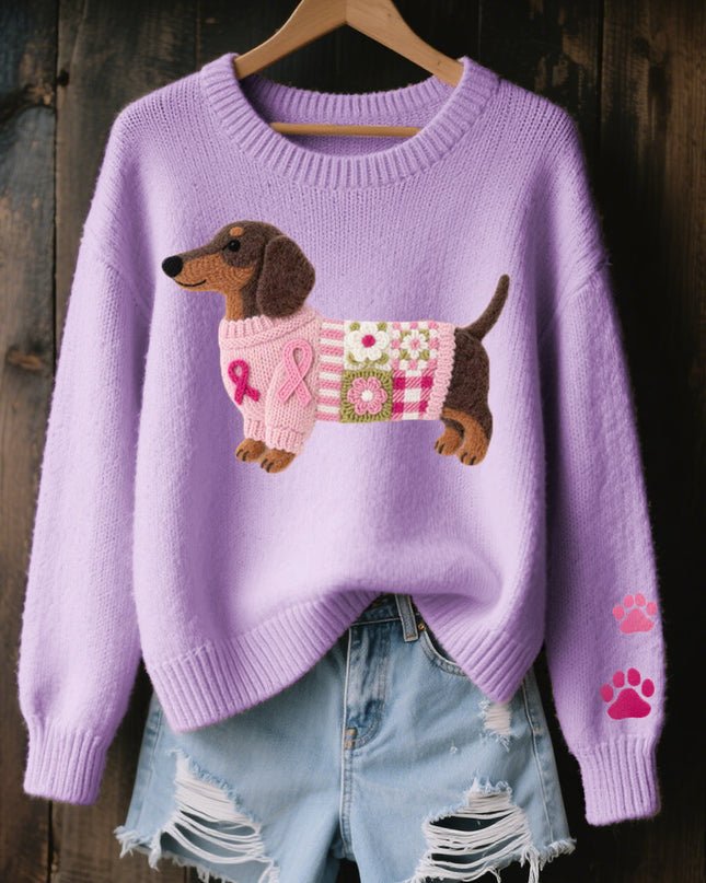 Maëlys | Women's Sweater – Knitted Dachshund Motif