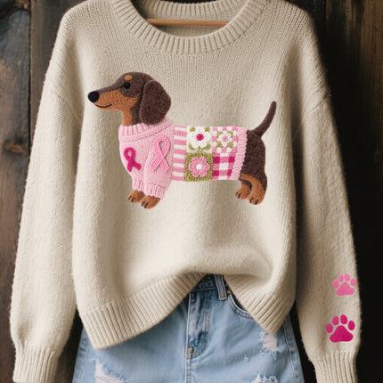 Maëlys | Women's Sweater – Knitted Dachshund Motif