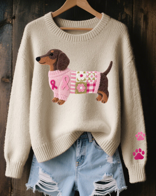 Maëlys | Women's Sweater – Knitted Dachshund Motif