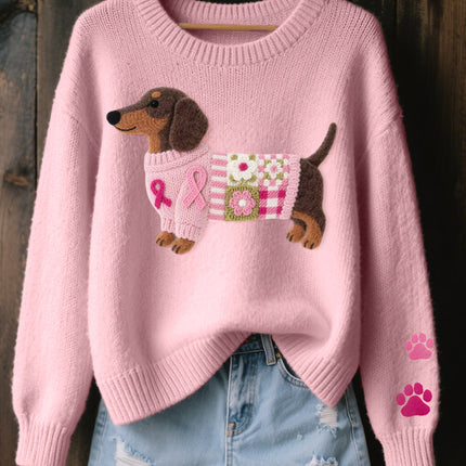 Maëlys | Women's Sweater – Knitted Dachshund Motif