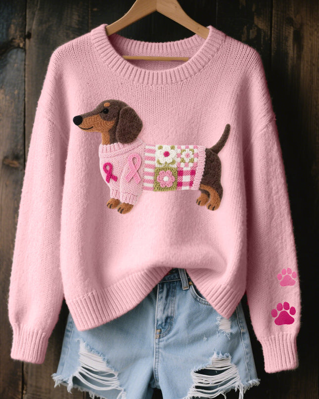 Maëlys | Women's Sweater – Knitted Dachshund Motif