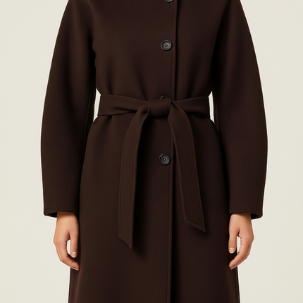 Mallory | Women's Long Coat Belted High Collar