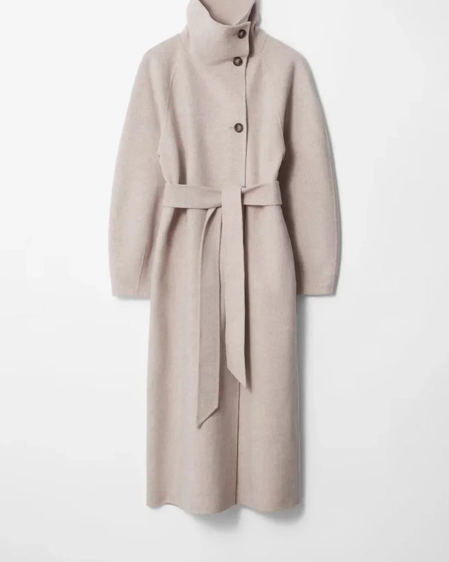 Mallory | Women's Long Coat Belted High Collar